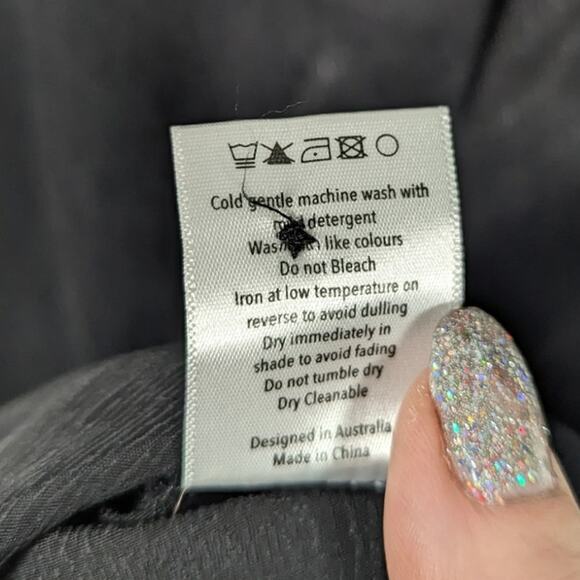 Rudi Miro Eloisa Shirt Dress Black Short Sleeve Textural Print Lagenlook Size 8 - Picture 6 of 10